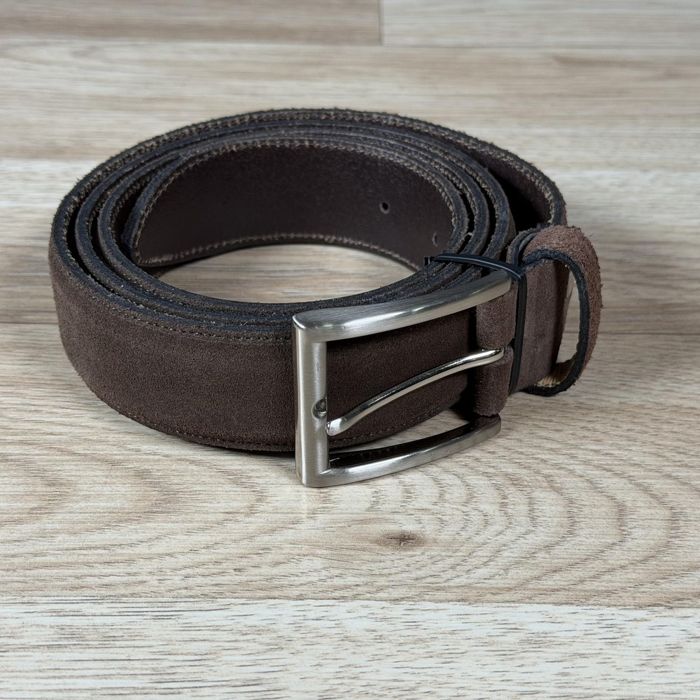 SuitSupply Belt Mens 42 Brown Suede Leather Dress Buckle Nickel Free Preppy